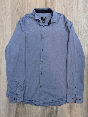 ✨3/$20✨ H&M Easy Iron Blue Striped Slim Fit Button-Down Shirt - Size Medium